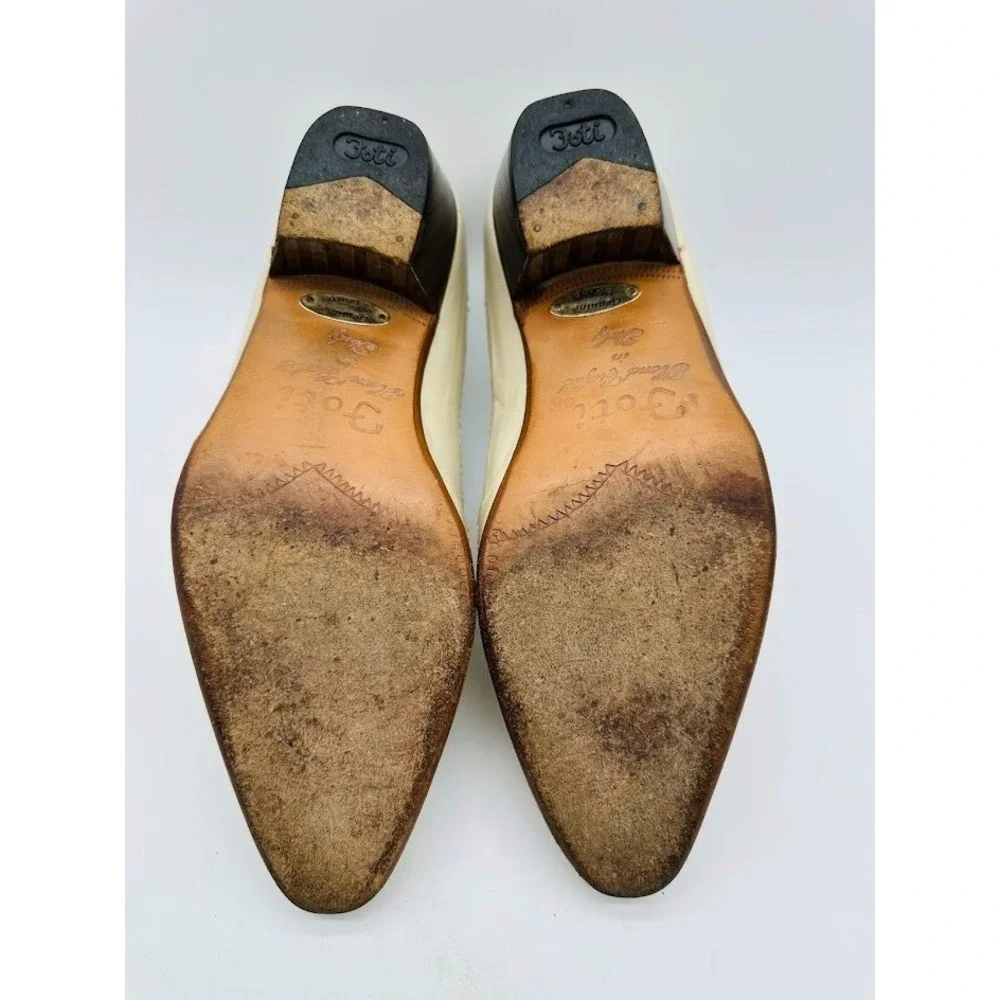 Foti Handmade in Italy Ivory Leather Slip On Loafers Shoes Men's Size 7 D Genuin